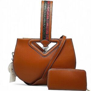 Brown Convertible dome Crossbody purse and wallet set